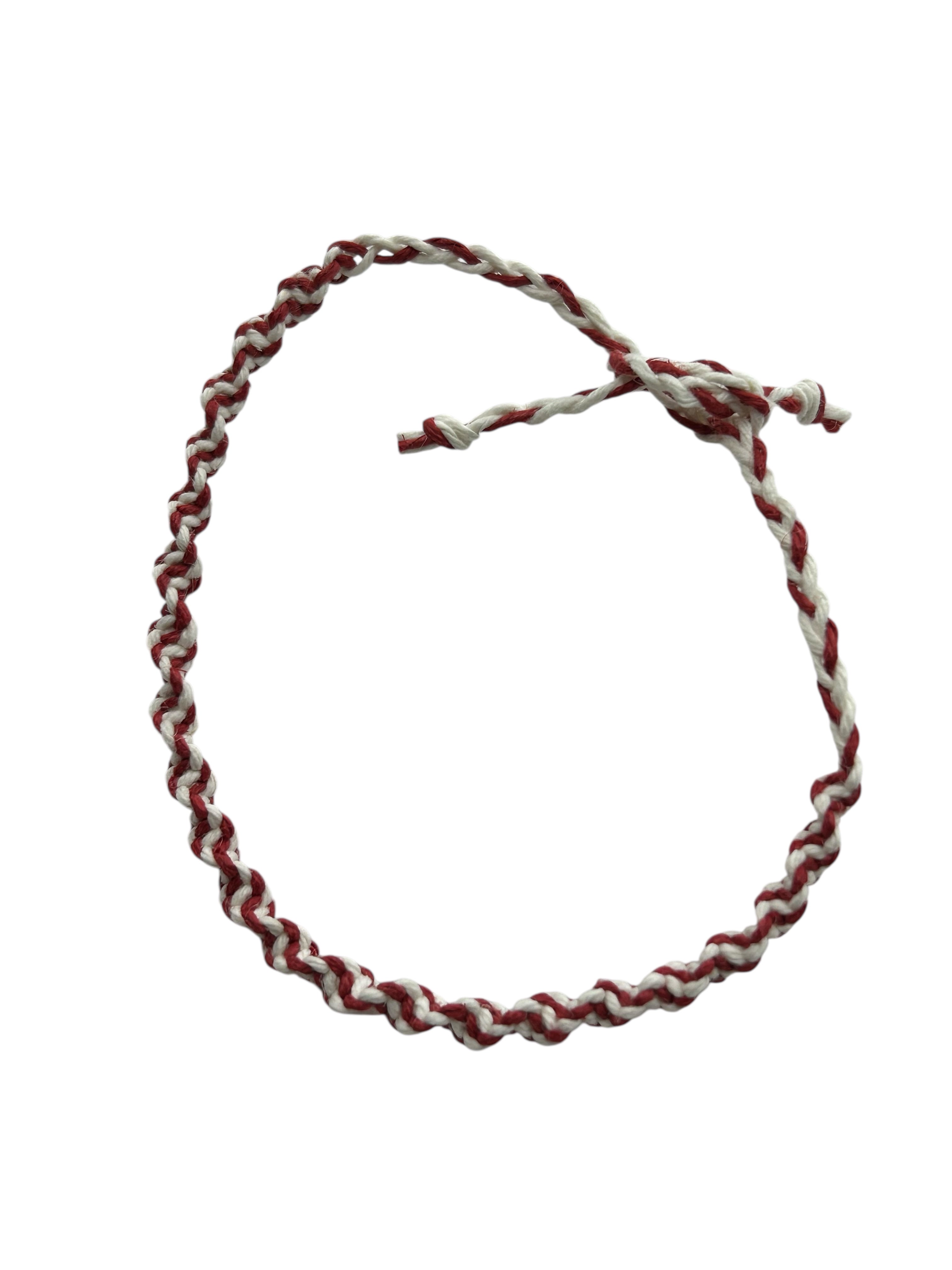 Candycane Spiral Tie Hemp Bracelet Red and White Handmade Jewelry Unisex Bracelets