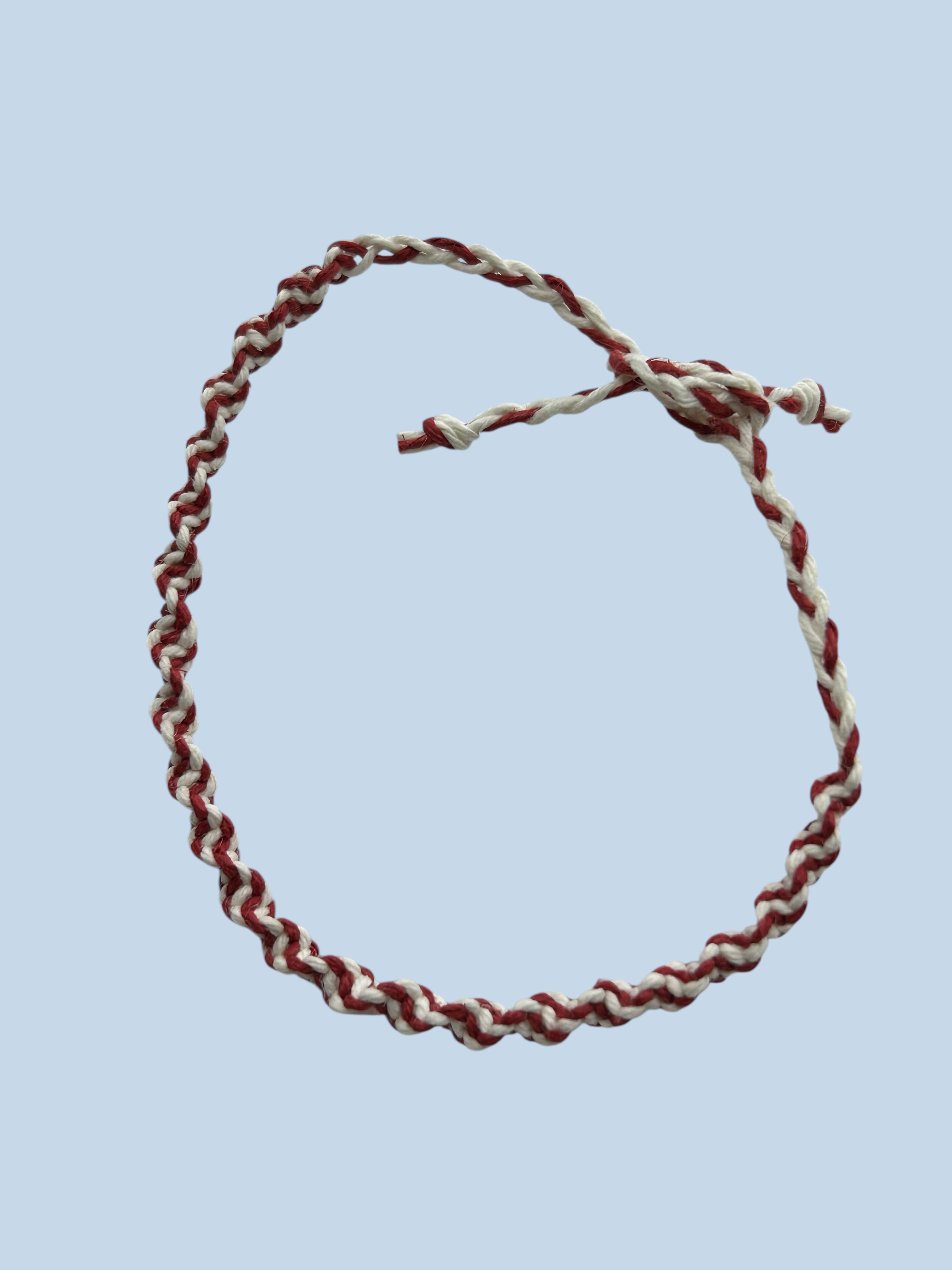 Candycane Spiral Tie Hemp Bracelet Red and White Handmade Jewelry Unisex Bracelets