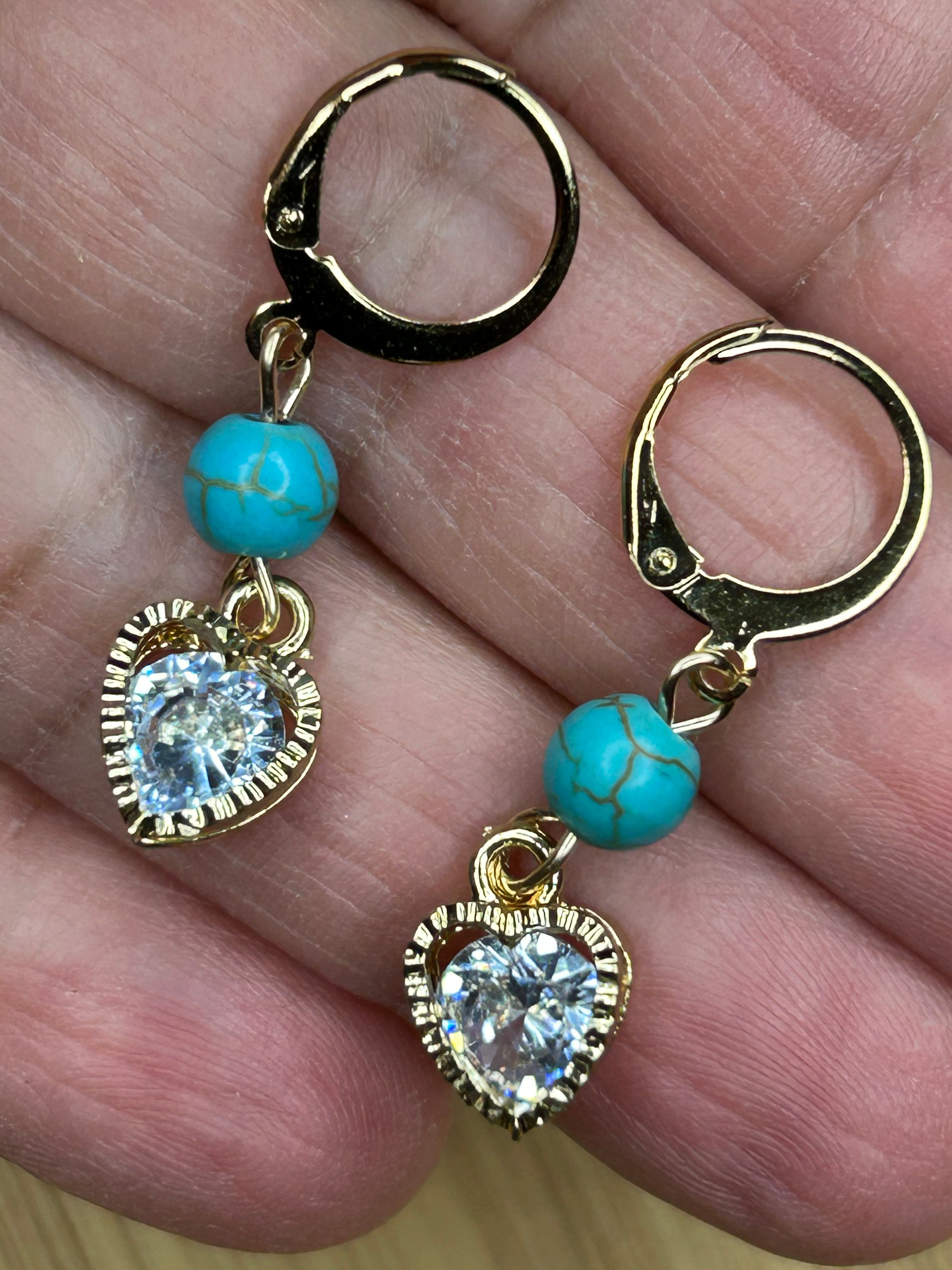 Gold Drop Earrings, Turquoise Jewelry Gifts for Women